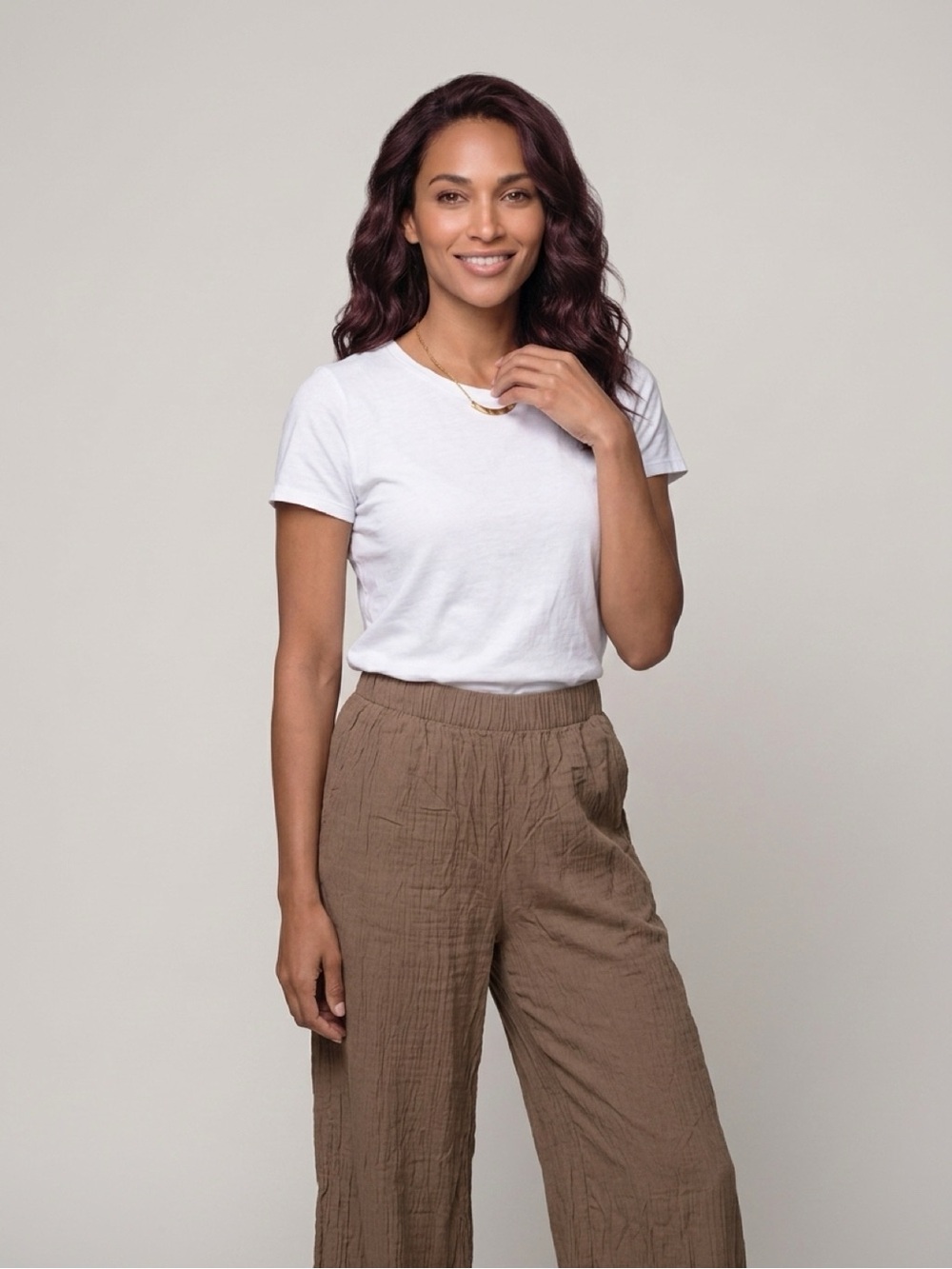 New no tag Abercrombie & Fitch Ribbed Wide-Leg Pants in Taupe Brown